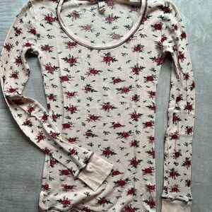 Free People Floral Long Sleeve Top - size Small